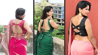 3 Sarees Fashion Video In 1❤️  Backless Blouses  Saree Lover💃 Saree Expression  Saree Sundari [upl. by Ignatz]