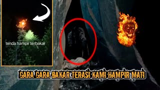 CAMPING HOROR hutan angker bekas gudang terbakar nyesal bakar terasi di sini  hujan deras [upl. by Nnaacissej643]