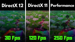 Fortnite  DirectX11 vs DirectX12 vs Performance mode  Side by side comparision  RTX 3050 4GB [upl. by Chapland808]