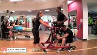 Lee T12 paraplegic recovering from spinal cord injury using Rifton Pacer gait trainer July 2011 [upl. by Dorfman]