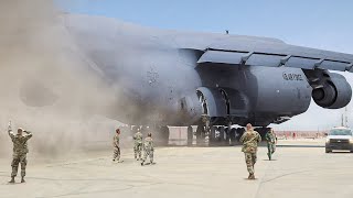 US Massive C5 Raises Giant Dust Cloud During Insane Takeoff [upl. by Barr574]