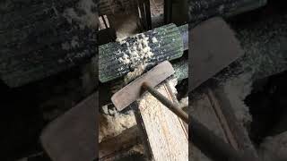 Sweeping Sawdust Off a Log 🪵🧹  wood sawdust sawmill carpentry [upl. by Annaili]