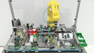 Industry 40 Training with a FANUC Industrial Robot  HandsOn Mechatronics Training Amatrol [upl. by Nosirb]