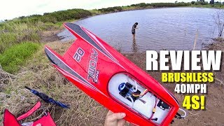 Volantex ATOMIC V7924 Brushless RTR 4S Racing Boat Review  BONUS Mavic 2 PRO Boat Tracking Test [upl. by Ritchie236]