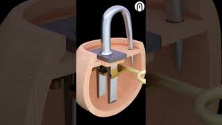 Antique Padlock and Key  How lock Works Animation  Clip 83 [upl. by Enileoj158]