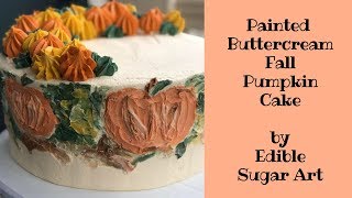 Painted Buttercream Fall Pumpkin Cake howto tutorial [upl. by Alethea858]