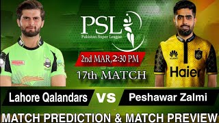 Peshawar Zalmi vs Lahore Qalandars  PSL9 Match 17th Toss And Match Winner  Toss Prediction [upl. by Anayet]