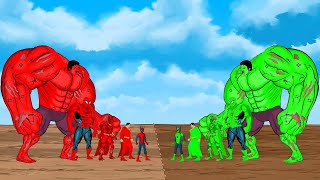 Color RED HULK SuperMan Wolverine vs Color BLUE SPIDERMAN  SUPER HEROES MOVIE ANIMATION [upl. by Dedra]