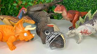 T Rex Vs Dinosaur Toys  T Rex Eats Mini Dinosaur Eggs [upl. by Aynotak]