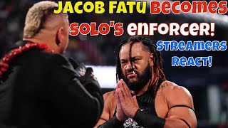 Streamers React Jacob Fatu becomes Solos enforcer and gives up his Tag Team Title jacobfatu [upl. by Reniar]