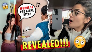 Iphone 14 pro gift kisne kiya 😳  REVEALED  aryanshi sharma [upl. by Hgieleak983]