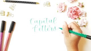 Hand Lettering Capital Letters  Modern Calligraphy Upper Case Alphabet AZ [upl. by Neenej]