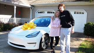 Baylen Levine surprises his mom with a tesla [upl. by Bilak281]