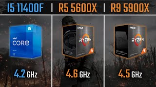 I5 11400F vs Ryzen 5 5600X vs Ryzen 9 5900X  1080P 1440P and 4K Benchmarks [upl. by Neenej72]