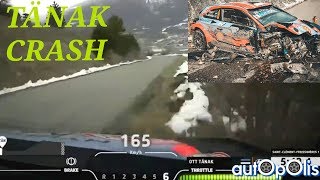 WRC TANAK CRASH 160kmh RALLY Montecarlo Incidente TÄNAK  JÄRVEOJA OK [upl. by Ninerb]