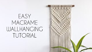 DIY EASY BEGINNER MACRAME WALLHANGING TUTORIAL  MACRAME FOR BEGINNERS  BOHO DECOR step by step [upl. by Lidstone]