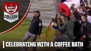 UTSA coach gets a coffee bath to celebrate Frisco Bowl win  ESPN College Football [upl. by Epstein59]