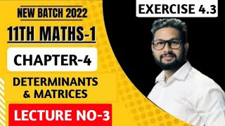 11th Maths 1  Chapter 4  Determinants amp Matrices  Exercise 43  Lecture 3 [upl. by Kalman299]