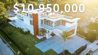 Crazy 3Story 1095M NEW Miami Modern Waterfront Mansion with MASSIVE ROOFTOP TERRACE [upl. by Anirtal]