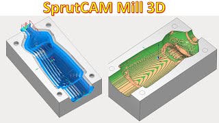 SprutCAM Tutorial 6  SprutCAM Mill 3D Rough amp Rest Rough Waterline [upl. by Adnylam]