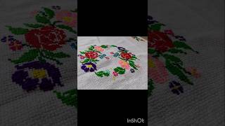 Cross stitch tablecloth Handmade tablecloth crossstitch craft shortvideo shorts [upl. by Hannahs]