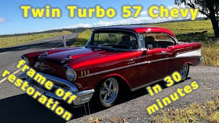 1957 Chevy Frameoff Restoration  8 years in 30 minutes  Do you rate this twin turbo ride [upl. by Root53]