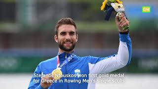 Stefanos Ntouskos won first gold medal for Greece in Rowing Mens single sculls at Tokyo Olympic [upl. by Netsrejk]