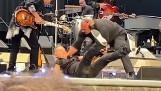 Bruce Springsteen falls on stage while performing in Amsterdam [upl. by Deehan]