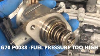 Genesis G70 start and stall  P0088 fuel rail pressure too high [upl. by Atinnor]