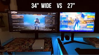 LG 34 Wide vs LG 27 inch IPS Monitor on Xbox and PS4 Console  LG 34GN850 vs LG 27GL850 [upl. by Rebekah]