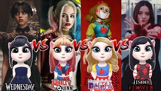 My Talking Angela 2  Cosplay 🤩 Wednesday Addams Vs Harley Quinn Vs Miss Delight Vs Jisoo Flower 🤩 [upl. by Yanehs791]