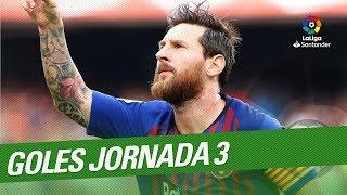 Todos los goles de la Jornada 03 de LaLiga Santander 20182019 [upl. by Freberg961]