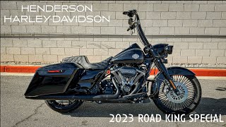 2023 HarleyDavidson FLHRXS Road King Special Vivid Black  Carlini Design Apes  Bike of the Week [upl. by Yetta]