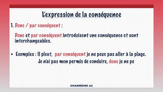 Lexpression de la cause et conséquence [upl. by Sackman]