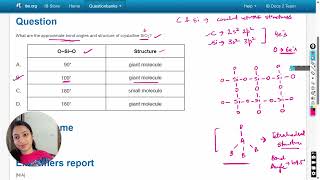 What are the approximate bond angles and structure of crystalline SiO2 [upl. by Yeliw]