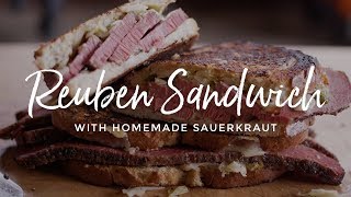 Toasted Pastrami Reuben Sandwich with Homemade Sauerkraut [upl. by Bogart]