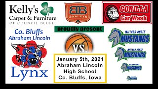 Co Bluffs Abraham Lincoln High School Varsity Basketball vs Millard North 152021 [upl. by Nessej]