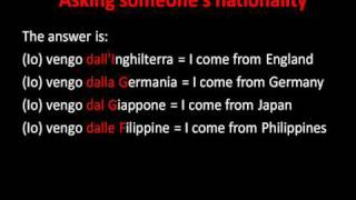 Italian Lesson n10  The verb quotto comequot quotvenirequot and how to ask someones nationality [upl. by Ephram]