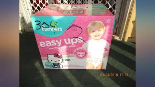 Pampers Easy Ups Training Pants Girls and Boys Size 5 3T4T 66 Count Super review [upl. by Lanford464]