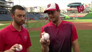 Behind the Seams Max Scherzer demonstrates how he throws each of his pitches [upl. by Davon]