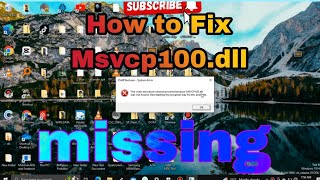 How to Fix Msvcp100dll was not found missing [upl. by Ymma]