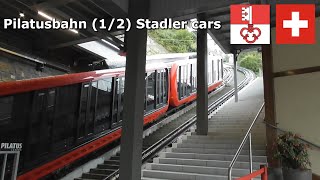 Pilatusbahn 12  New Stadler rolling stock Sep 2023 4K Switzerland railway Pilatus [upl. by Portie]