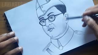 How to draw Netaji Subhas Chandra Bosh Subhas chandra bosh drawing tutorial  Art Lavi Arts [upl. by Teiv]