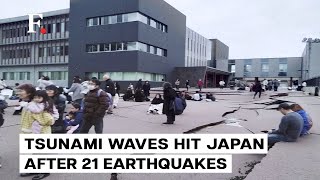 First Tsunami Waves Hit Japan After 76 Magnitude Earthquake [upl. by Lynna830]