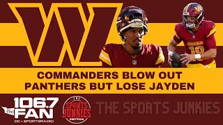 commanders Destroy the panthers Despite Jayden Daniels Injury  Sports Junkies [upl. by Kenleigh]