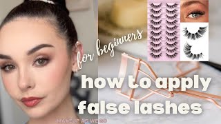 How to apply false lashes for beginners  Indepth lash tutorial [upl. by Ahsinwad]