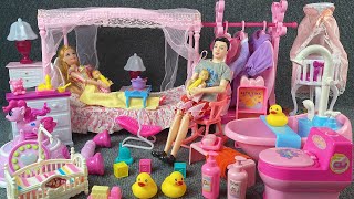 13 Minutes Satisfying with Unboxing Cute Barbie Bedroom CollectionTable Dress Toy Set Review  ASMR [upl. by Unders]