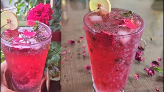 Rooh afza with Sabja seeds recipe  Rooh Afza Lemonade  how to make Rooh Afza [upl. by Vilma]