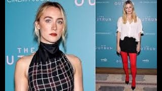 Saoirse Ronan turns heads in an inside out tartan coat dress for The Outrun screening in NYC [upl. by Nnahtebazile]