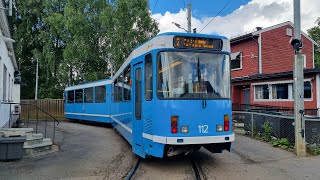 Oslo tram line 12 Kjellsås  Jernbanetorget with Düwag SL79 112 [upl. by Zora]